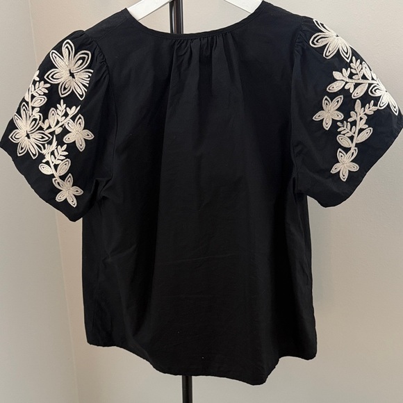 THML Black Top with Cream Floral Embroidery - Picture 5 of 6